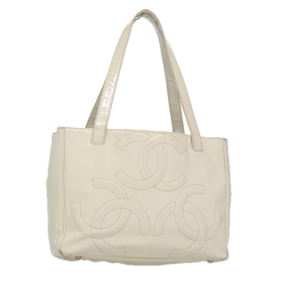 CHANEL Triple Coco Tote Bag Enamel White CC - Picture 1 of 16